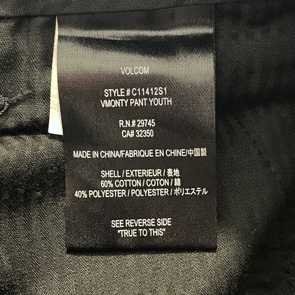 Volcom Black Straight-Leg Chino V Monty Pants sz 30 / 20 - Picture 9 of 11
